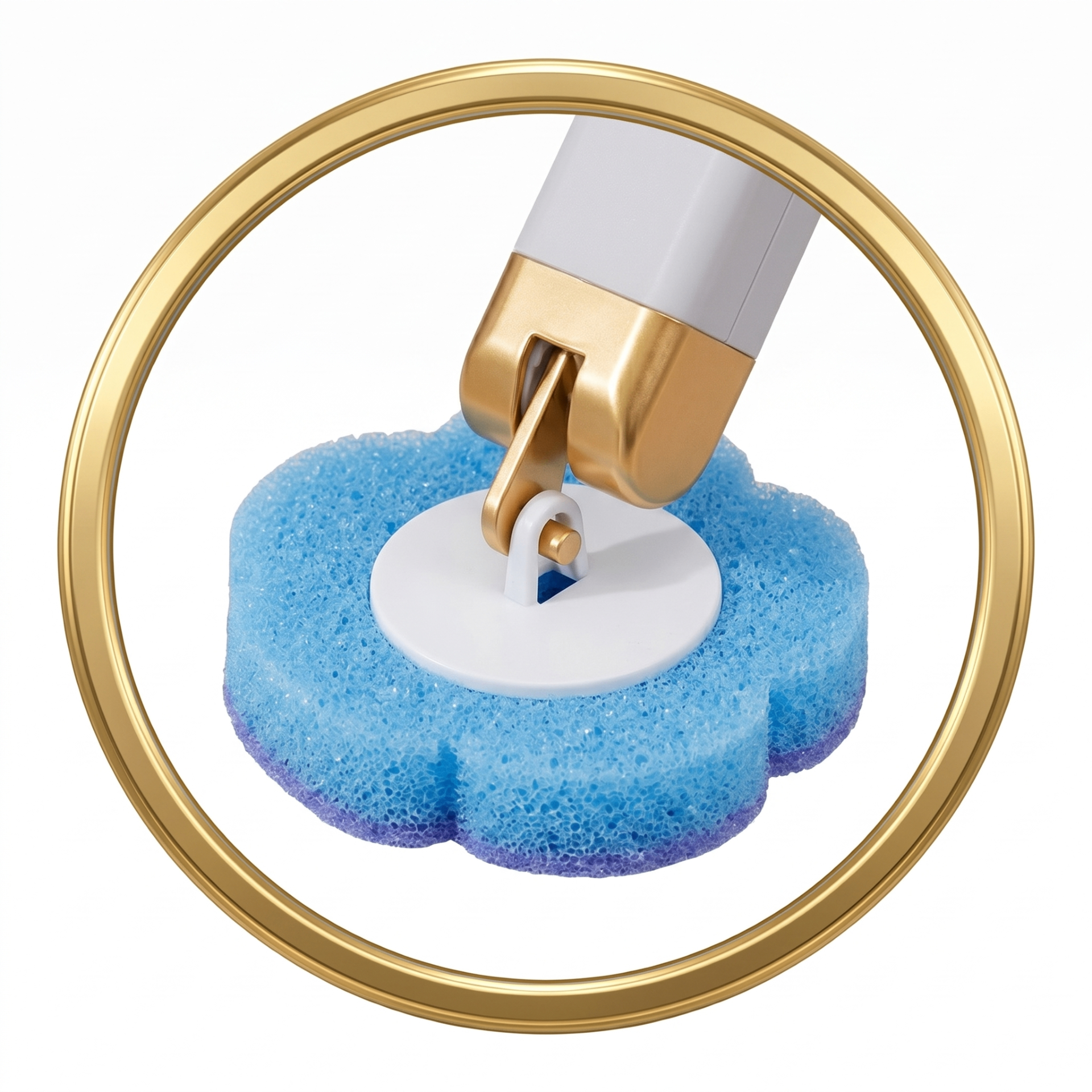 Hand klikt een nieuwe schone reinigingspad op de PureFlush wand